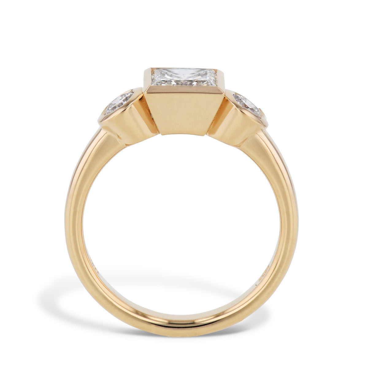 Square and Round Bezel Set Diamond Engagement Ring - Alternate View 1