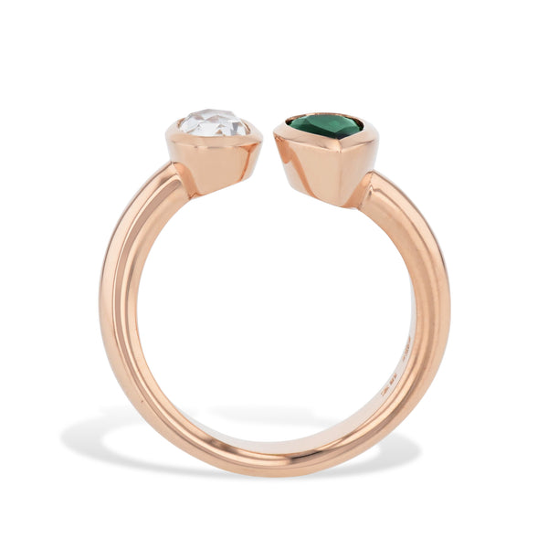 Tsavorite and Diamond Moi et Toi Ring Rings H&H Jewels