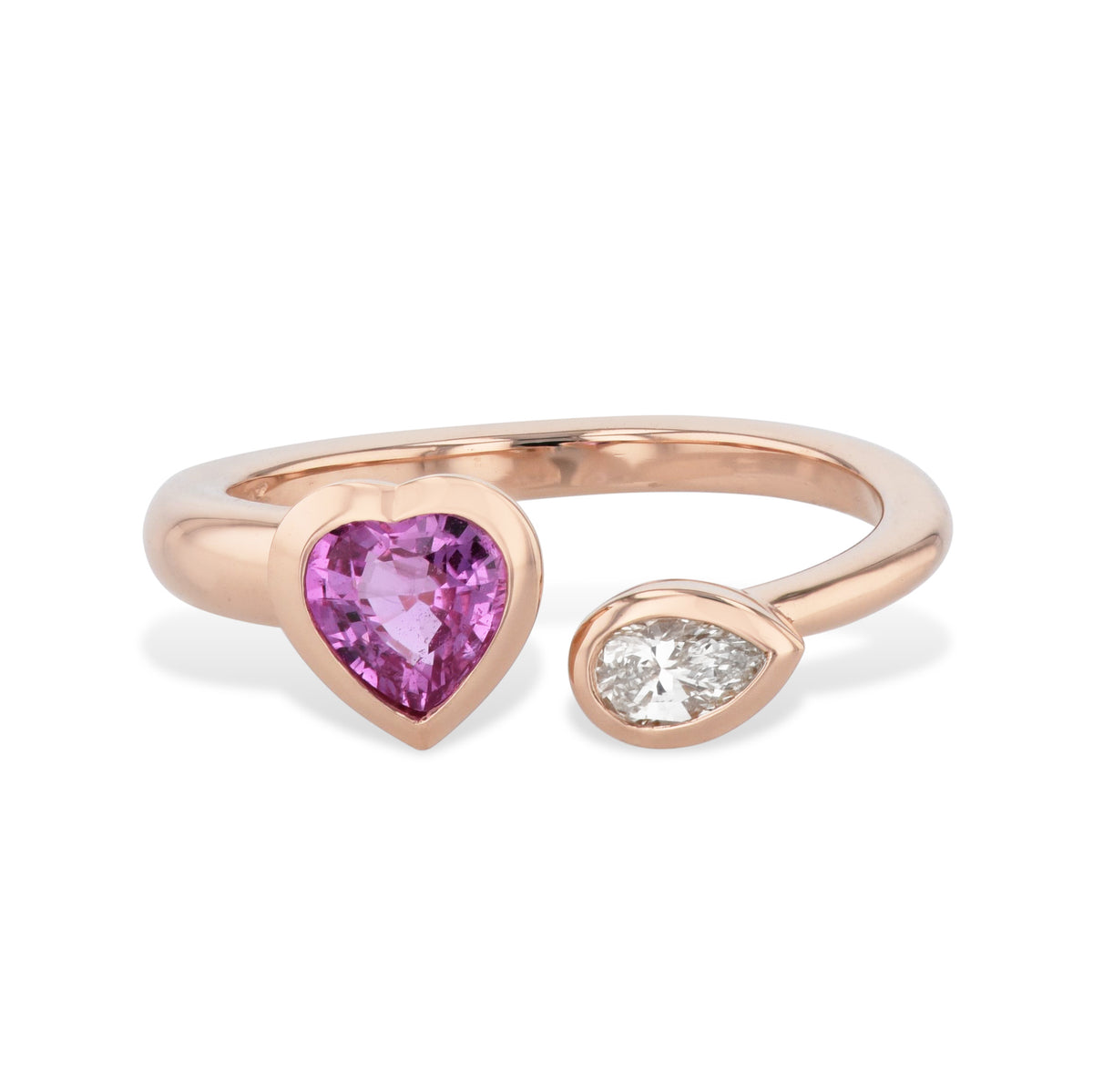 Pink Sapphire and Diamond Moi et Toi Ring Rings H&H Jewels