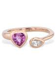 Pink Sapphire and Diamond Moi et Toi Ring Rings H&H Jewels