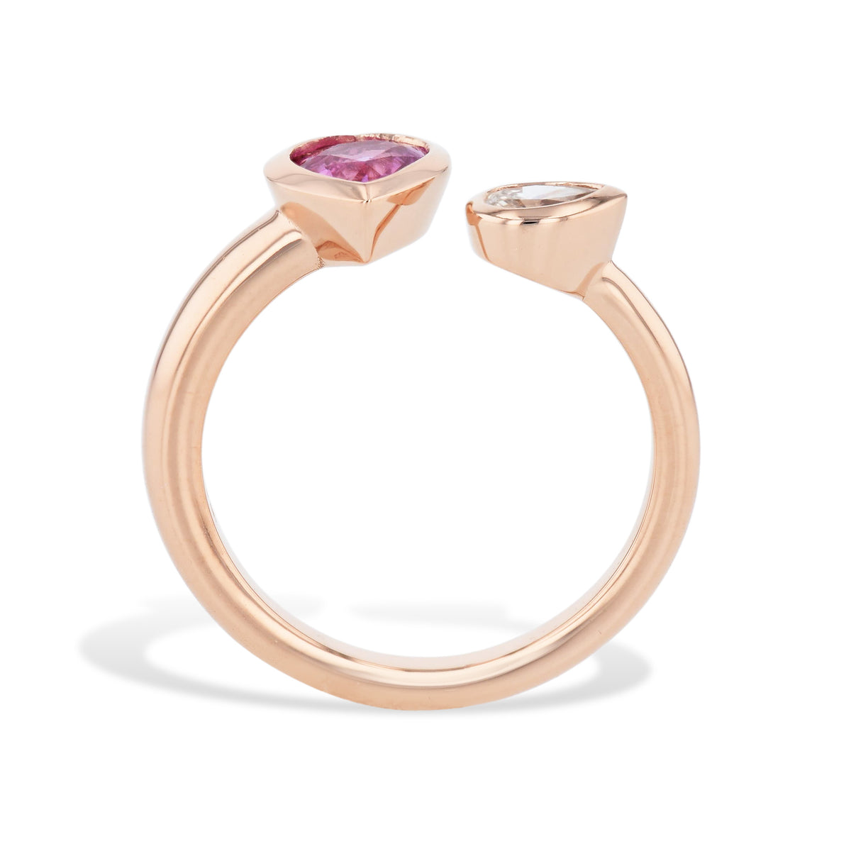 Pink Sapphire and Diamond Moi et Toi Ring - Alternate View 2