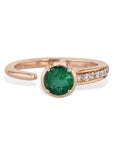 Zambian Emerald and Pave Diamond Open Ring Rings H&H Jewels