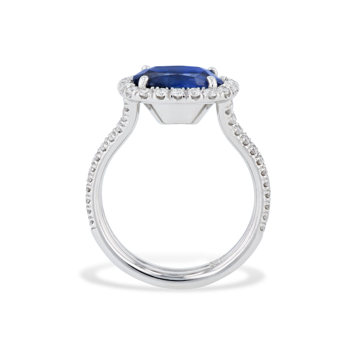 Cushion Blue Sapphire Pave Diamond Platinum Ring - Alternate View 1