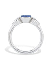 Blue Sapphire and Pear Shaped Diamonds Platinum Ring Rings H&H Jewels