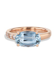 Oval cut Aquamarine Diamond Rose Gold Ring Rings H&H Jewels