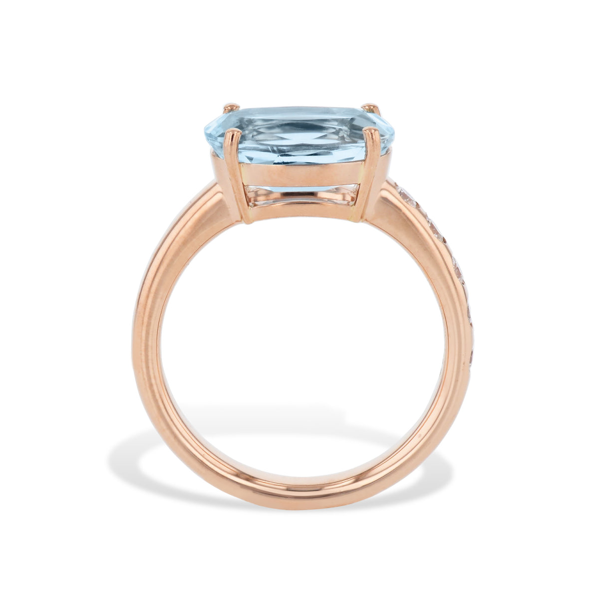 Oval cut Aquamarine Diamond Rose Gold Ring - Alternate View 1