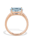 Oval cut Aquamarine Diamond Rose Gold Ring Rings H&H Jewels