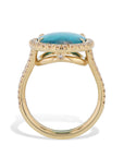 Oval Paraiba Tourmaline Cabochon Diamond Yellow Gold Ring Rings H&H Jewels