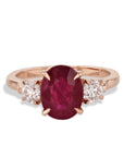 Burma Ruby and Round Diamond Rose Gold Ring Rings H&H Jewels
