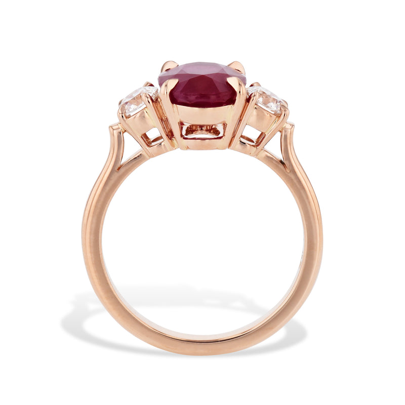 Burma Ruby and Round Diamond Rose Gold Ring Rings H&H Jewels