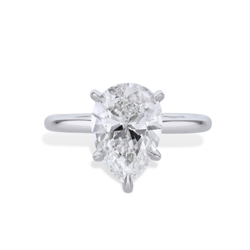 3.13ct Pear Shape Diamond Platinum Engagement Ring Rings H&H Jewels