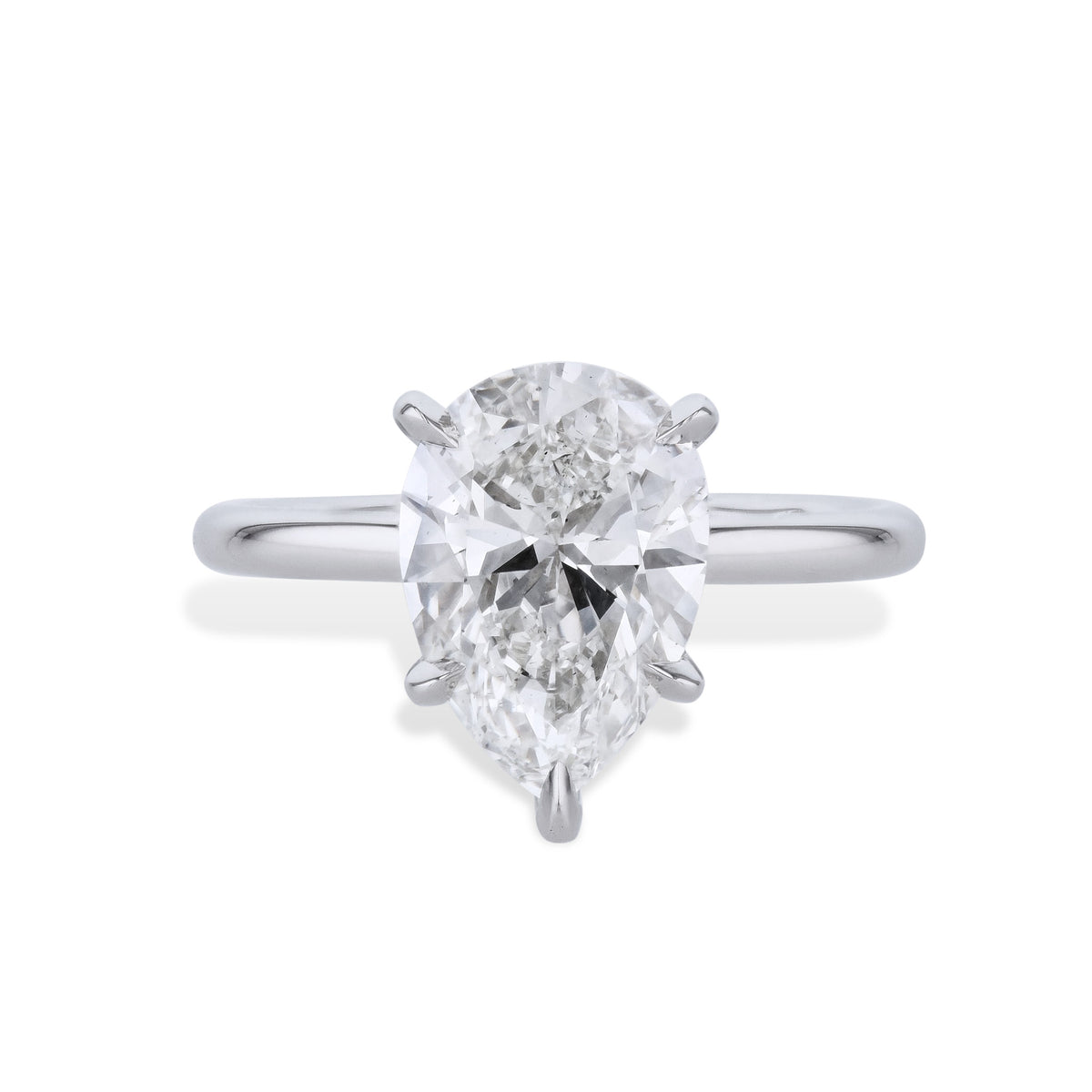 3.13ct Pear Shape Diamond Platinum Engagement Ring Rings H&H Jewels