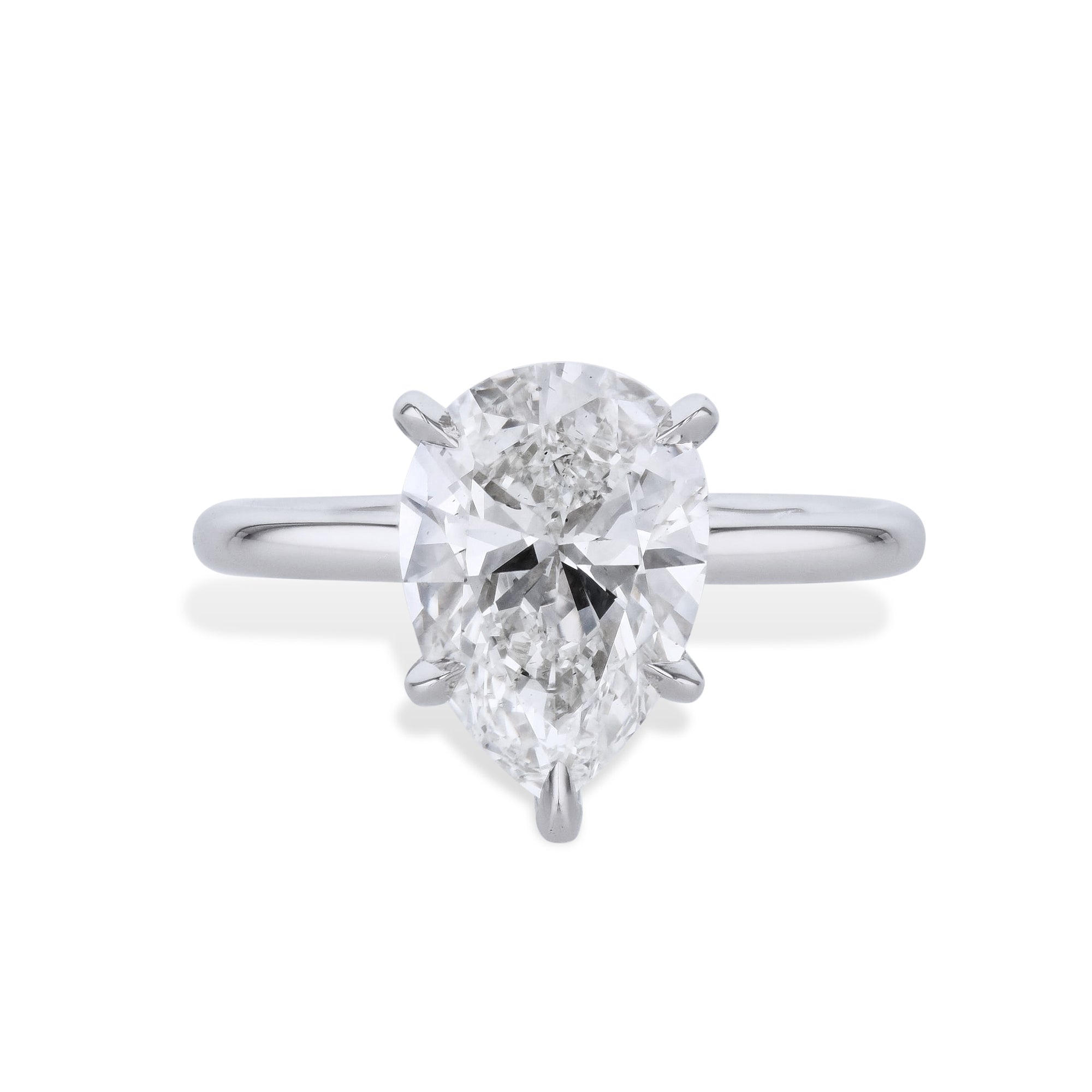 3.13ct Pear Shape Diamond Platinum Engagement Ring Rings H&amp;H Jewels