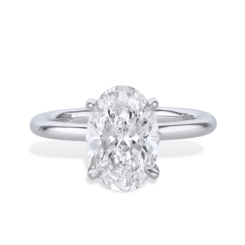 3.01ct Oval Shape Diamond Platinum Engagement Ring Rings H&H Jewels