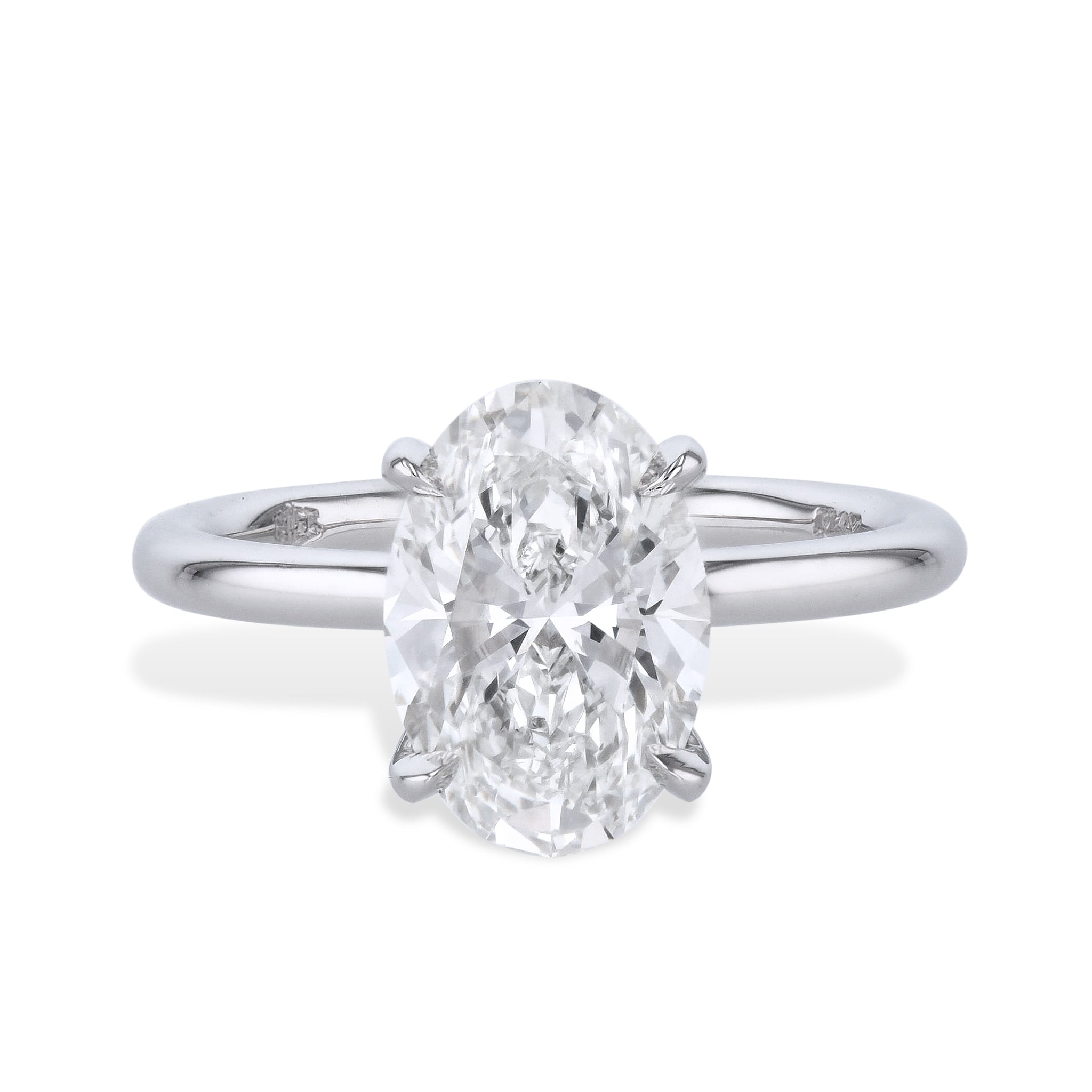 3.01ct Oval Shape Diamond Platinum Engagement Ring Rings H&amp;H Jewels