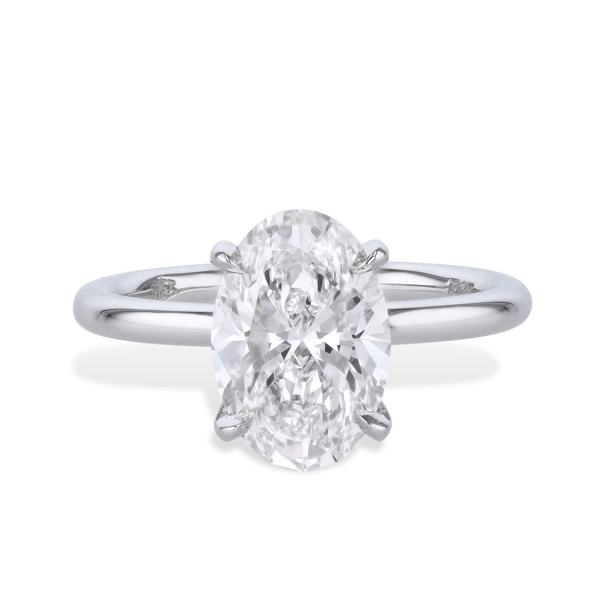 3.01ct Oval Shape Diamond Platinum Engagement Ring Rings H&H Jewels