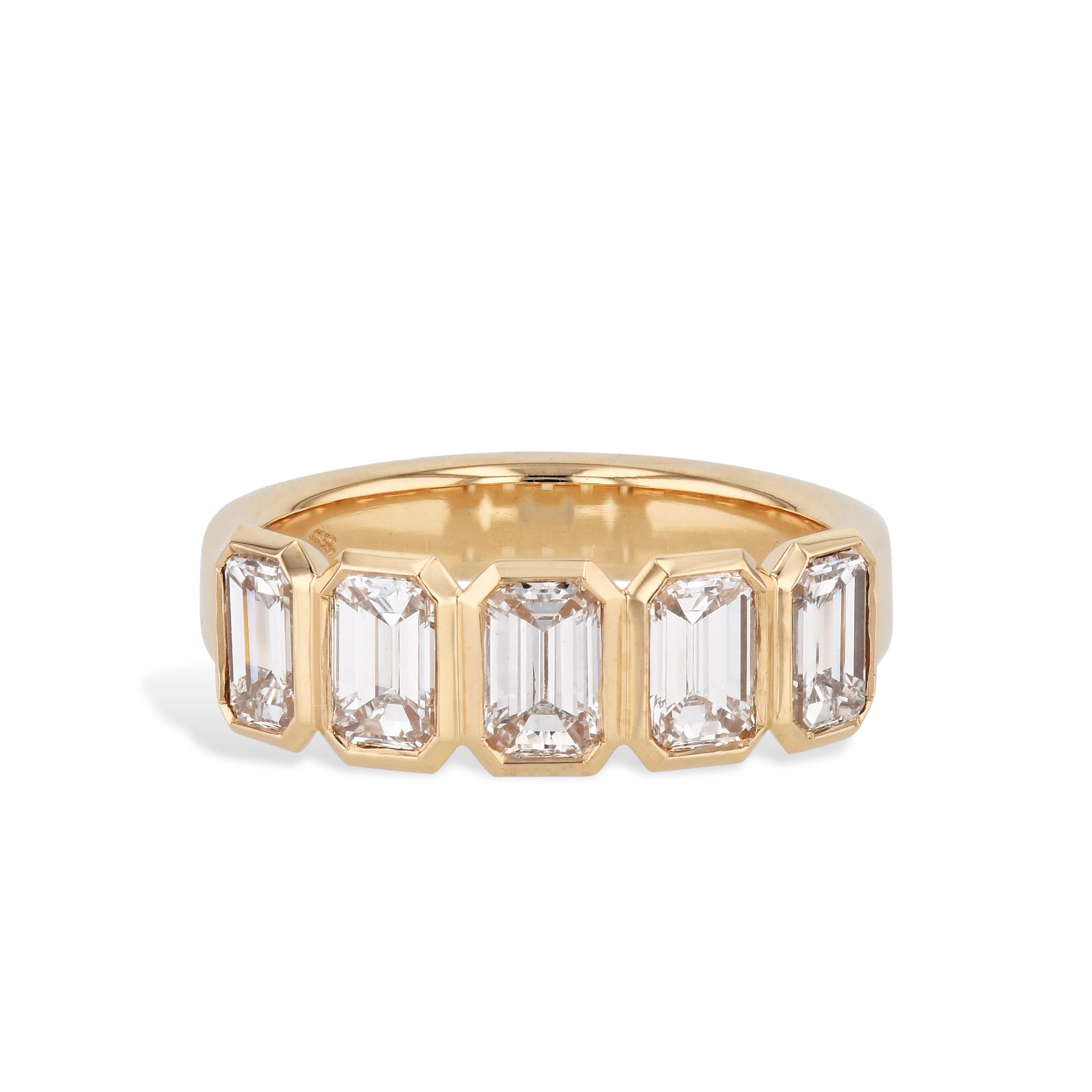 5 Emerald Cut Diamond Yellow Gold Ring Rings H&amp;H Jewels