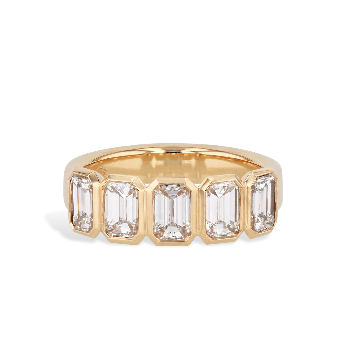 5 Emerald Cut Diamond Yellow Gold Ring Rings H&H Jewels
