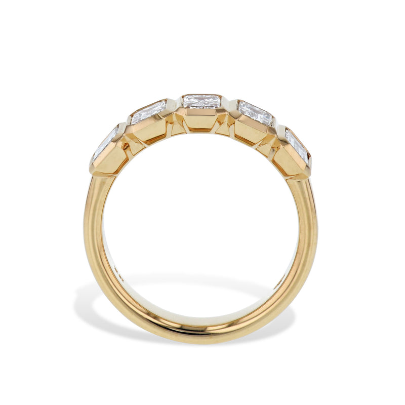 5 Emerald Cut Diamond Yellow Gold Ring Rings H&H Jewels