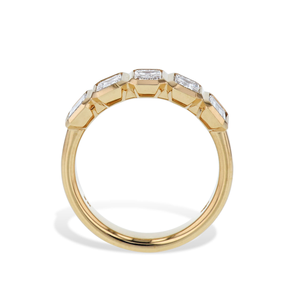 5 Emerald Cut Diamond Yellow Gold Ring - Alternate View 1