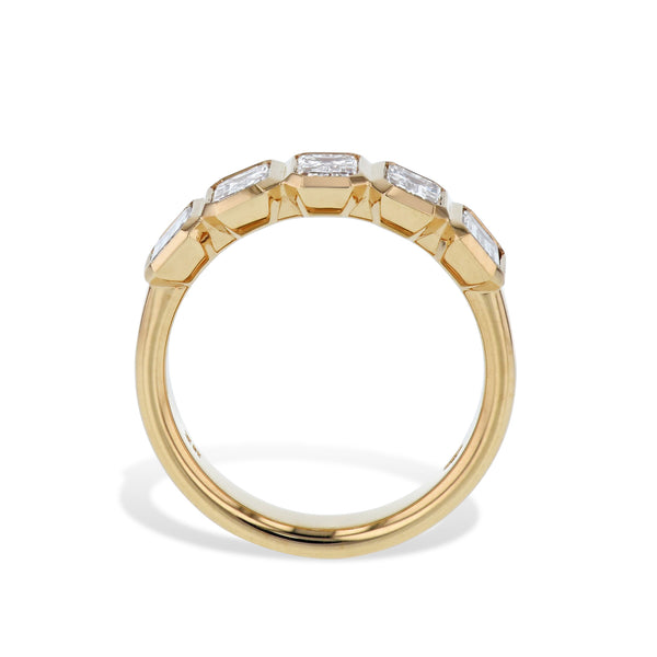 5 Emerald Cut Diamond Yellow Gold Ring Rings H&H Jewels