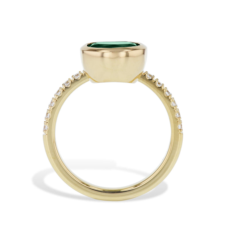 Oval Zambian Emerald and Pave Diamond Ring Rings H&H Jewels