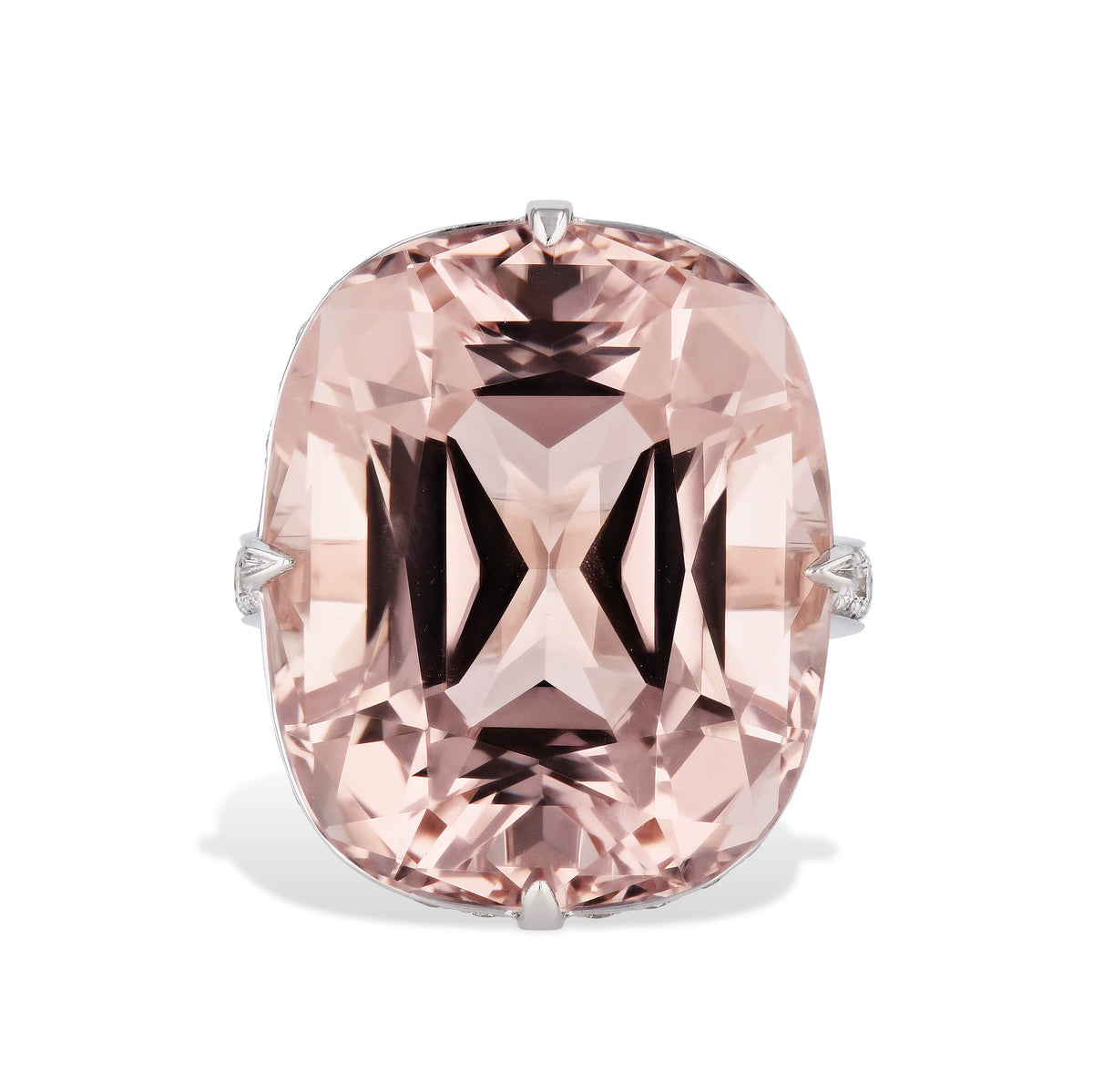 Cushion Cut Morganite Diamond White Gold Ring Rings H&H Jewels