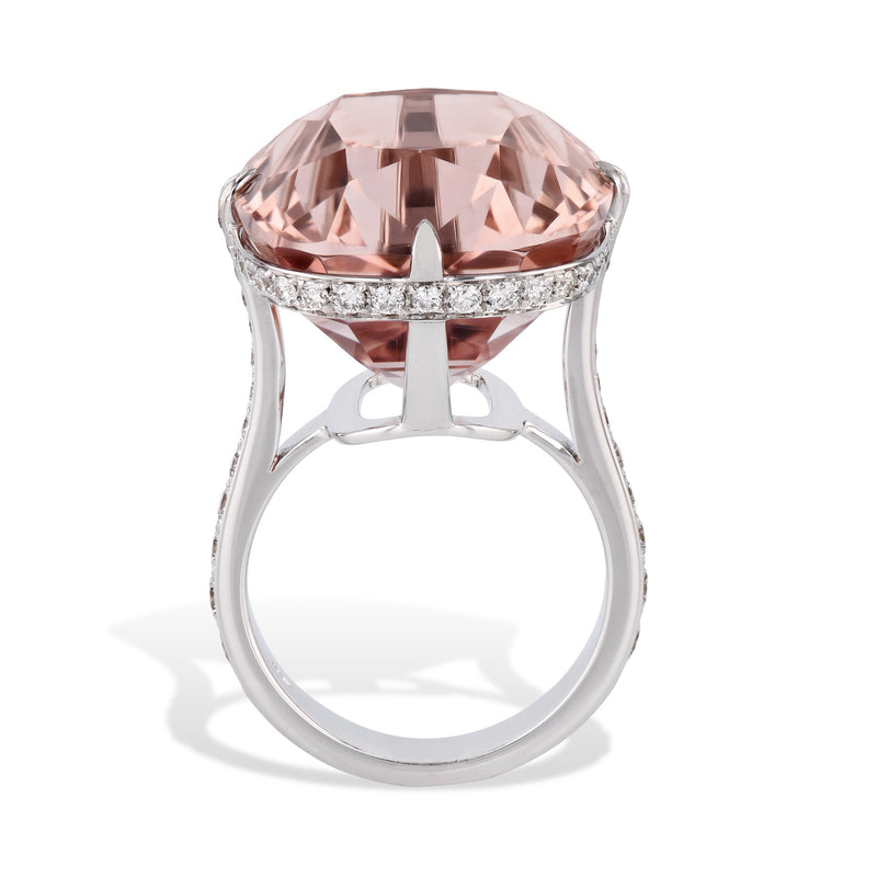 Cushion Cut Morganite Diamond White Gold Ring Rings H&H Jewels