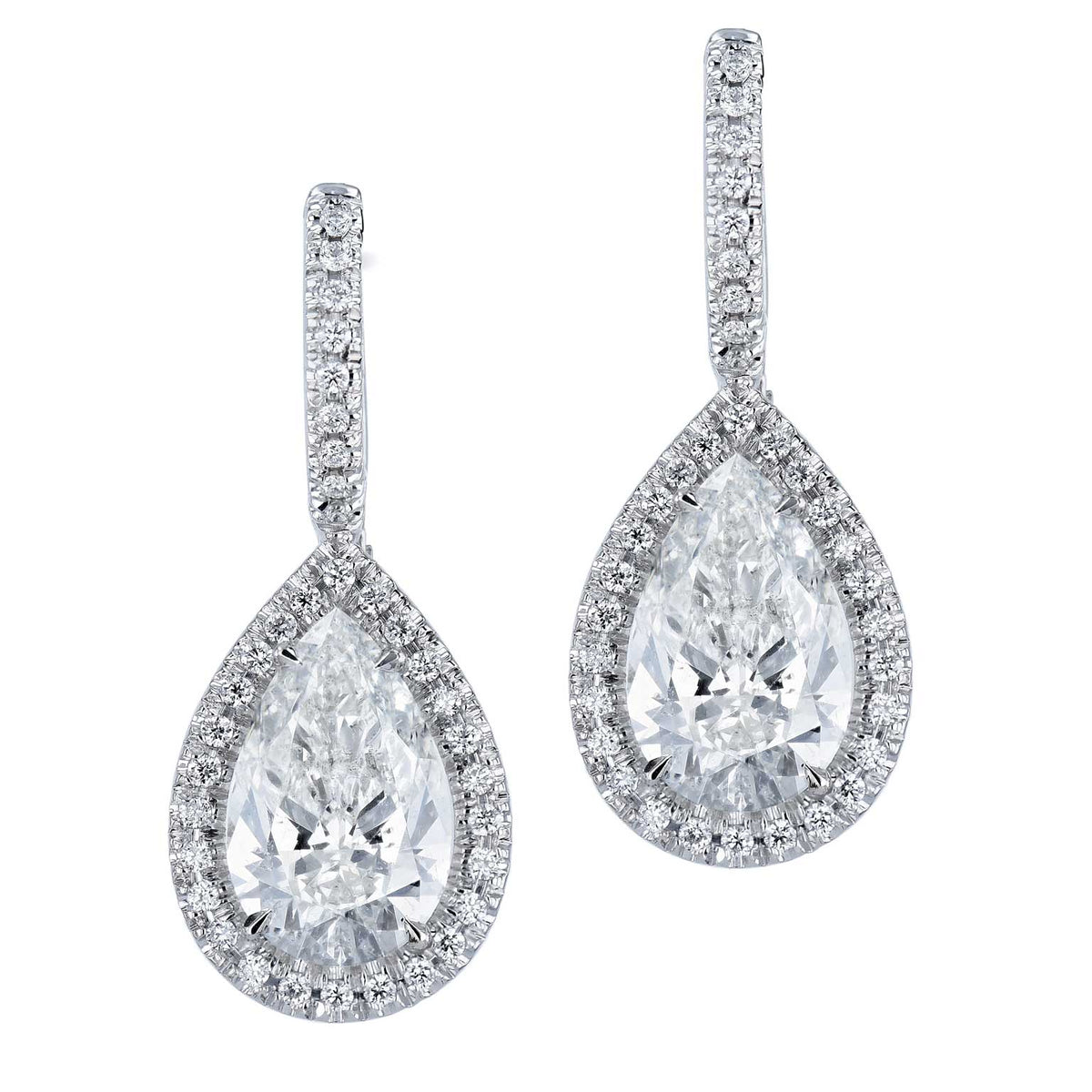 18kt. White Gold Pear Shaped Diamond Pave Drop Earrings Earrings H&H Jewels