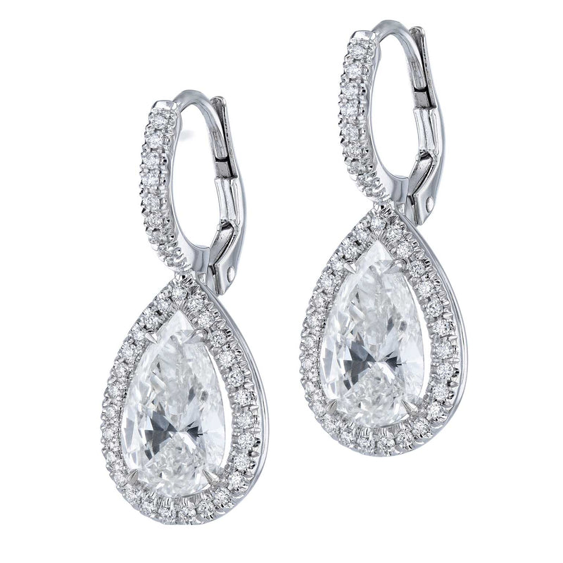 18kt. White Gold Pear Shaped Diamond Pave Drop Earrings Earrings H&H Jewels