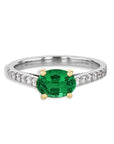 Oval Zambian Emerald Platinum Yellow Gold Ring Rings H&H Jewels