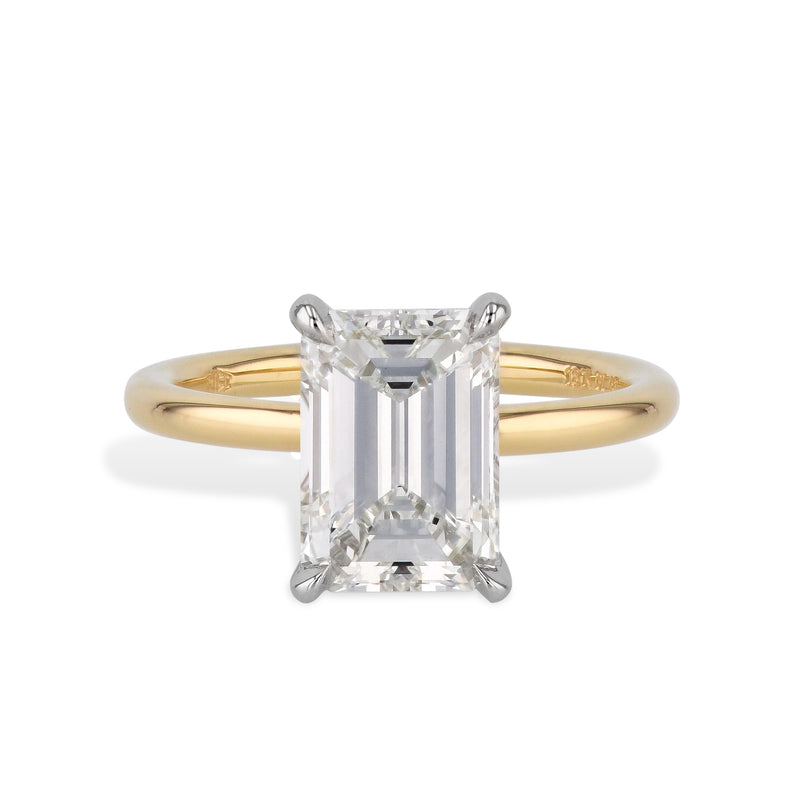 Emerald Cut Diamond Platinum Yellow Gold Engagement Ring Rings H&H Jewels