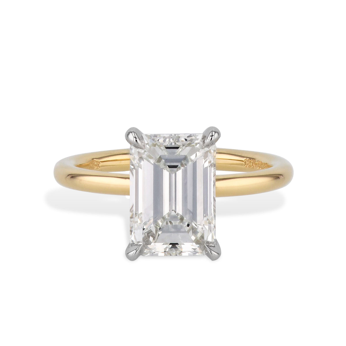 Emerald Cut Diamond Platinum Yellow Gold Engagement Ring Rings H&H Jewels