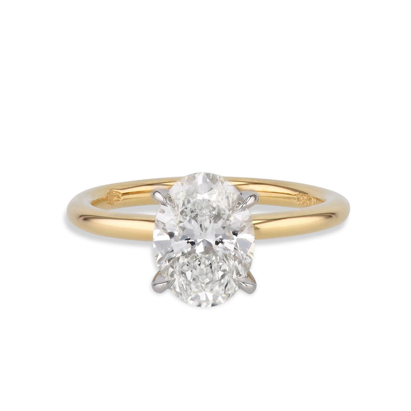 Oval Cut Diamond Platinum Yellow Gold Engagement Ring Rings H&H Jewels