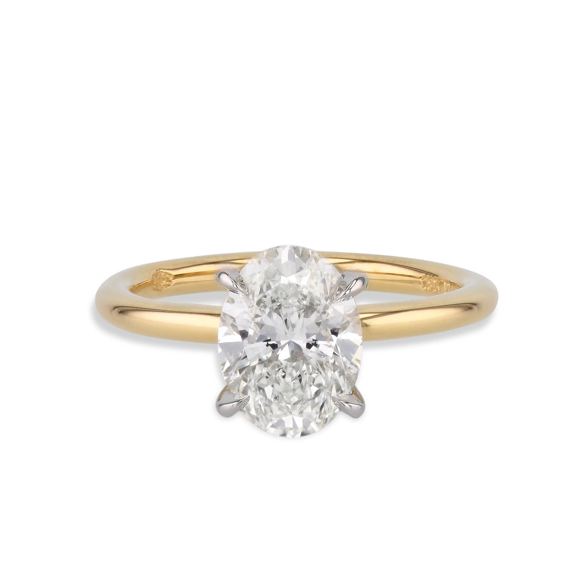 Oval Cut Diamond Platinum Yellow Gold Engagement Ring Rings H&H Jewels