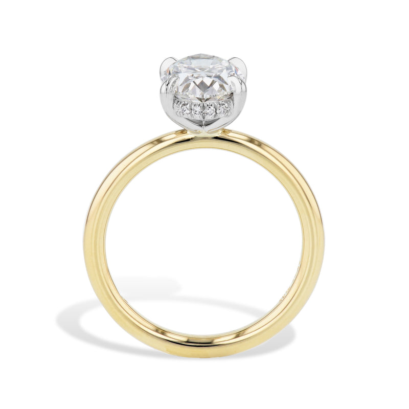 Oval Cut Diamond Platinum Yellow Gold Engagement Ring Rings H&H Jewels