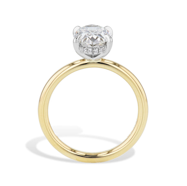 Oval Cut Diamond Platinum Yellow Gold Engagement Ring Rings H&H Jewels
