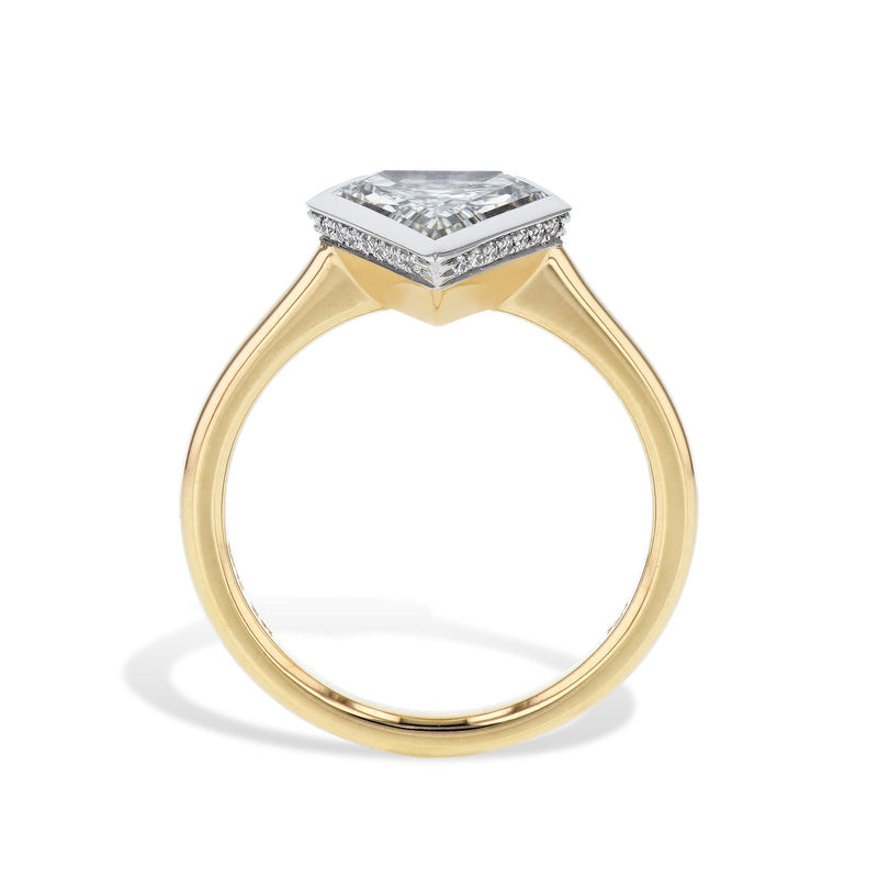Shield Shaped Diamond Platinum Yellow Gold Engagement Ring Rings H&H Jewels