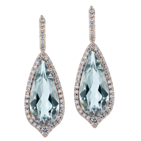 Prasolite Rose Gold Diamond Pave Drop Earrings Earrings H&H Jewels