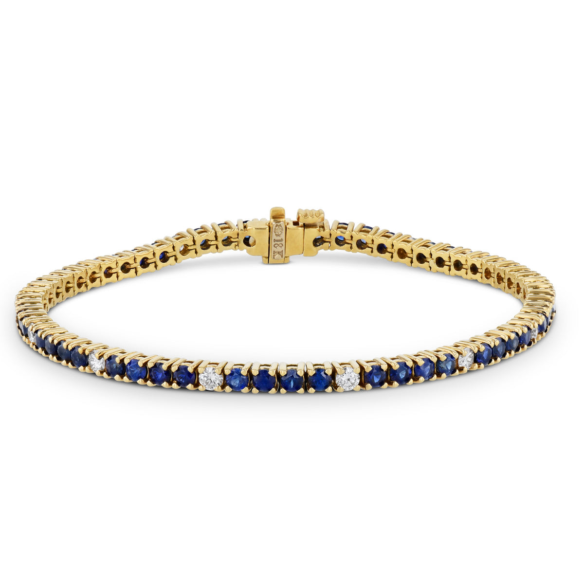 18K Yellow Gold Sapphire & Diamond Tennis Bracelet Bracelets H&H Jewels