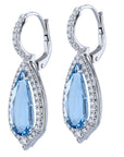 Aquamarine Elongated Pear cut White Gold Diamond Pave Drop Earrings Earrings H&H Jewels