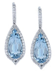 Aquamarine Elongated Pear cut White Gold Diamond Pave Drop Earrings Earrings H&H Jewels
