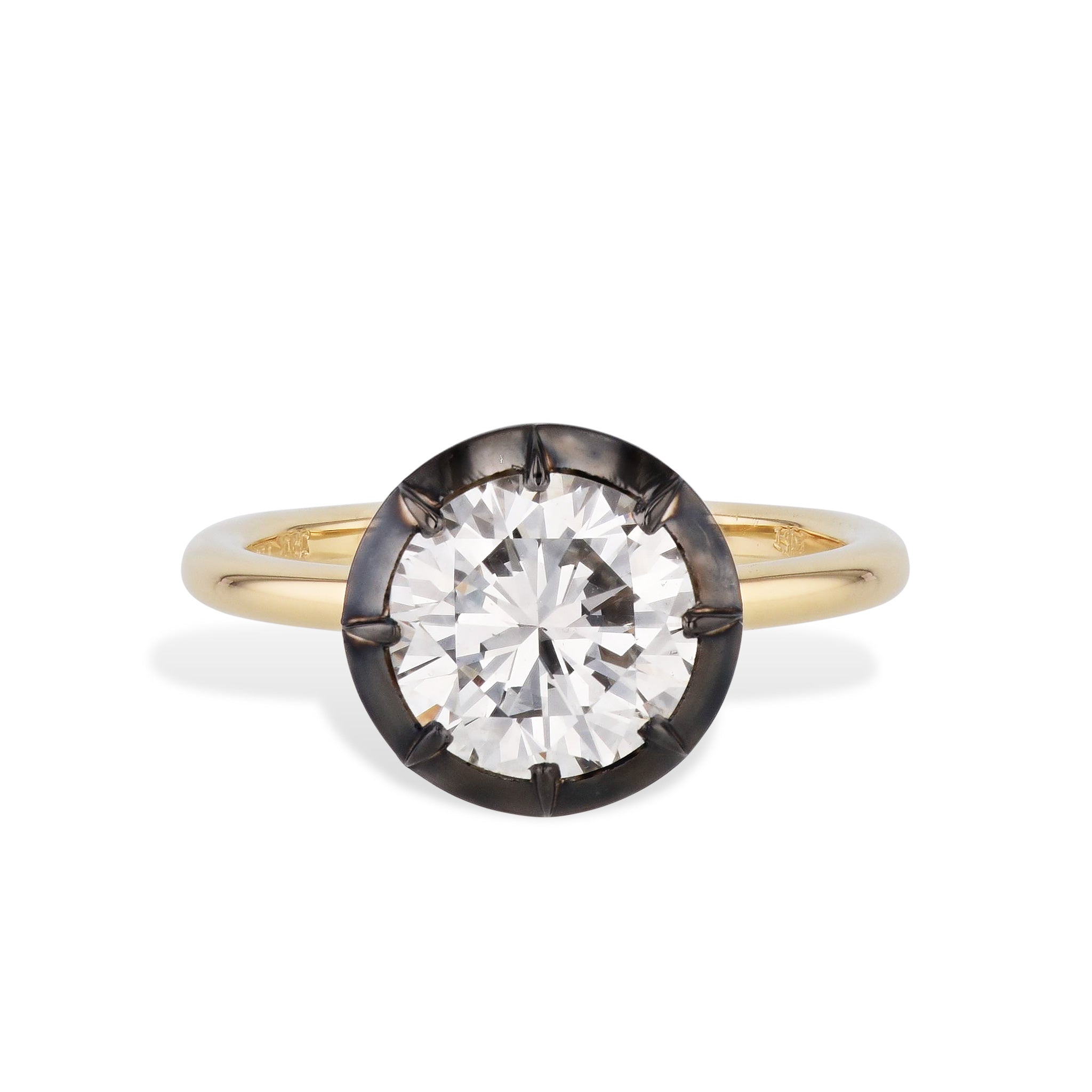 Round Brilliant Cut Diamond Black Ruthenium Engagement Ring Rings H&amp;H Jewels