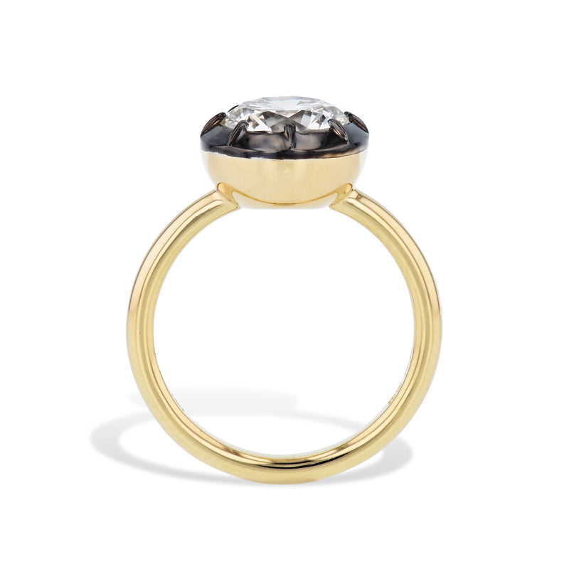 Round Brilliant Cut Diamond Black Ruthenium Engagement Ring Rings H&H Jewels