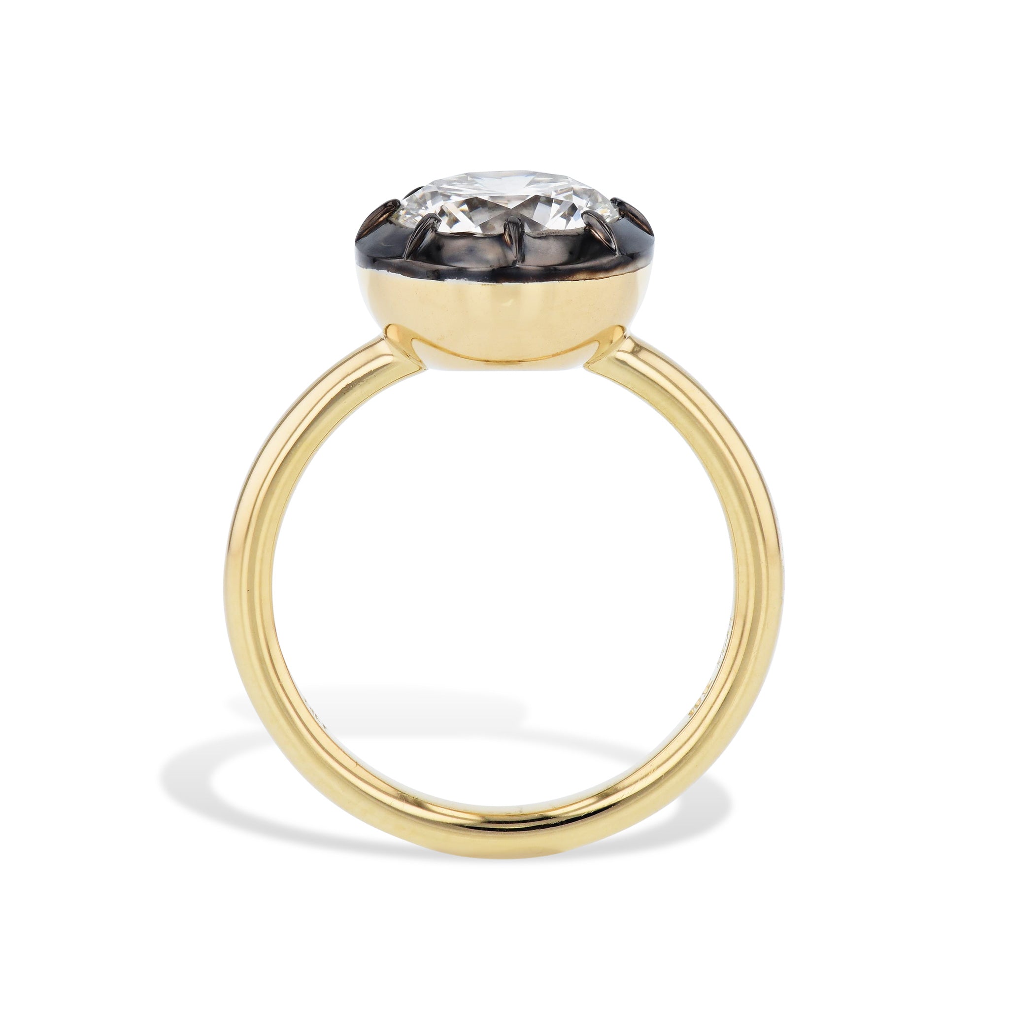 Round Brilliant Cut Diamond Black Ruthenium Engagement Ring Rings H&amp;H Jewels