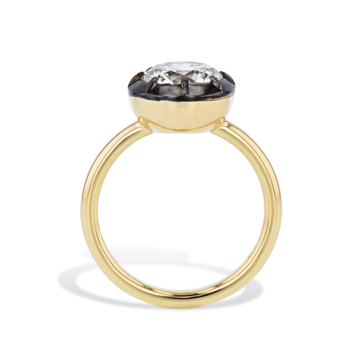 Round Brilliant Cut Diamond Black Ruthenium Engagement Ring - Alternate View 1