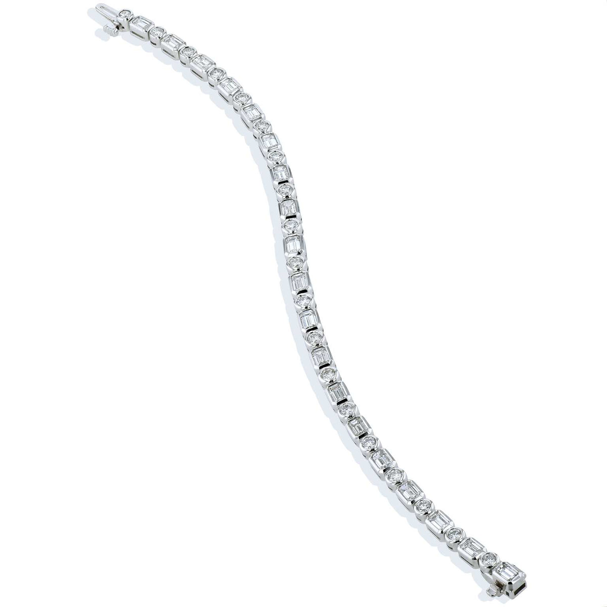 Diamond White Gold Bezel Set Tennis Bracelet - Alternate View 2