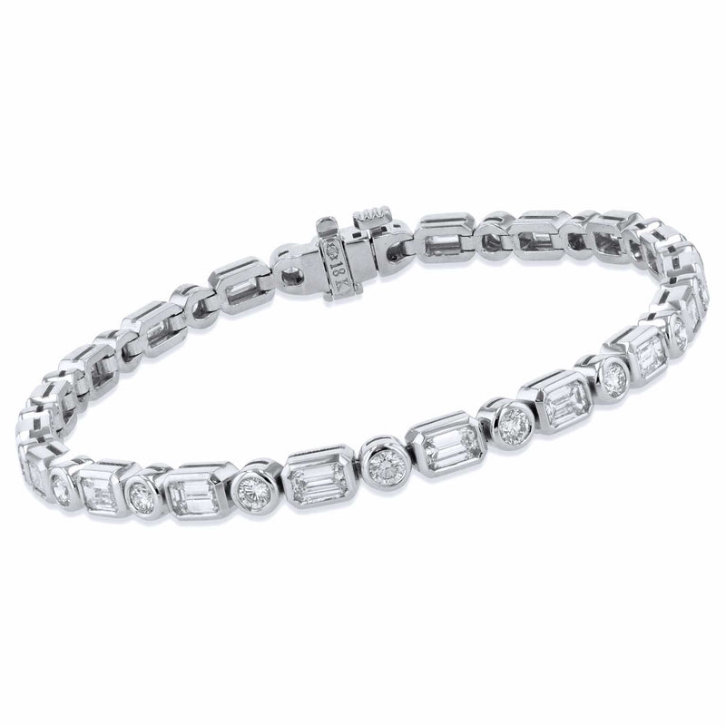 Diamond White Gold Bezel Set Tennis Bracelet Bracelets H&H Jewels