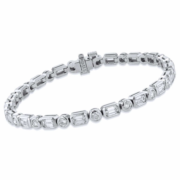 Diamond White Gold Bezel Set Tennis Bracelet Bracelets H&H Jewels