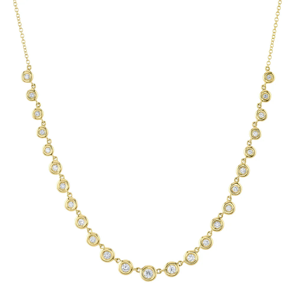 Yellow Gold Diamond Bezel Set Necklace Necklaces Shy Creation